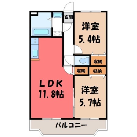 宝積寺駅 徒歩11分 1階の物件間取画像